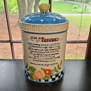 Mary Engelbreit Blue and Yellow Recipe Canister
